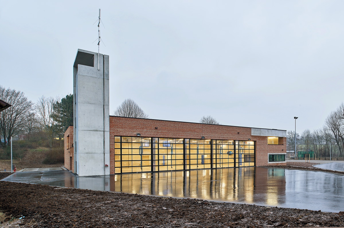 Neubau für die Freiwillige Feuerwehr, Waiblingen-Neustadt. Fertigstellung Frühjahr 2016. Architektur: Bernd Zimmmermann Architekten, Luwigsburg.